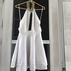 Bebe White with gold swing dress